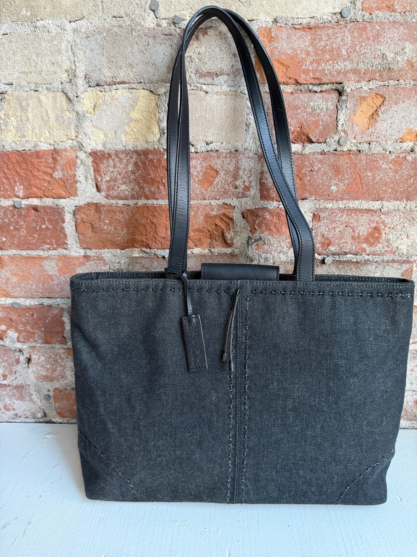 00s Ralph by Ralph Lauren black denim structured tote