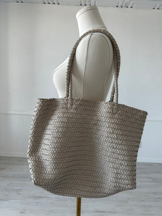 Madewell leather woven tote