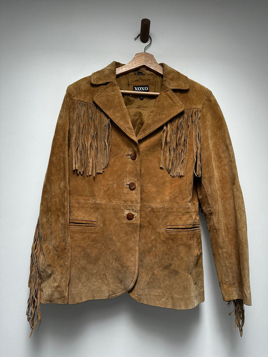 Vintage XOXO suede fringe jacket