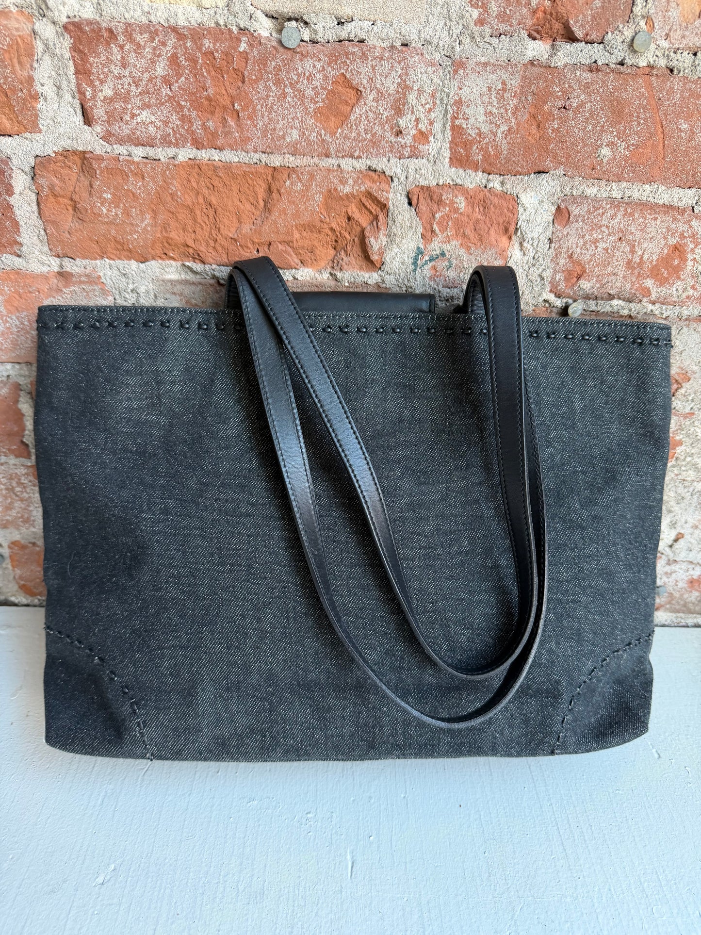 00s Ralph by Ralph Lauren black denim structured tote