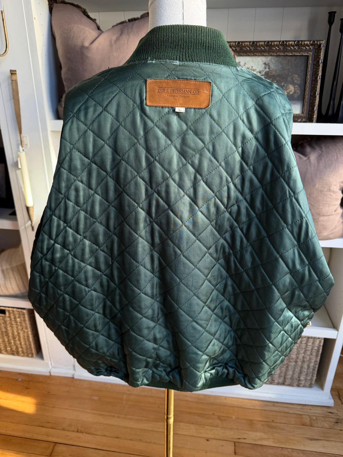 90s J. Peterman Co. wool and leather bomber. Made in the USA