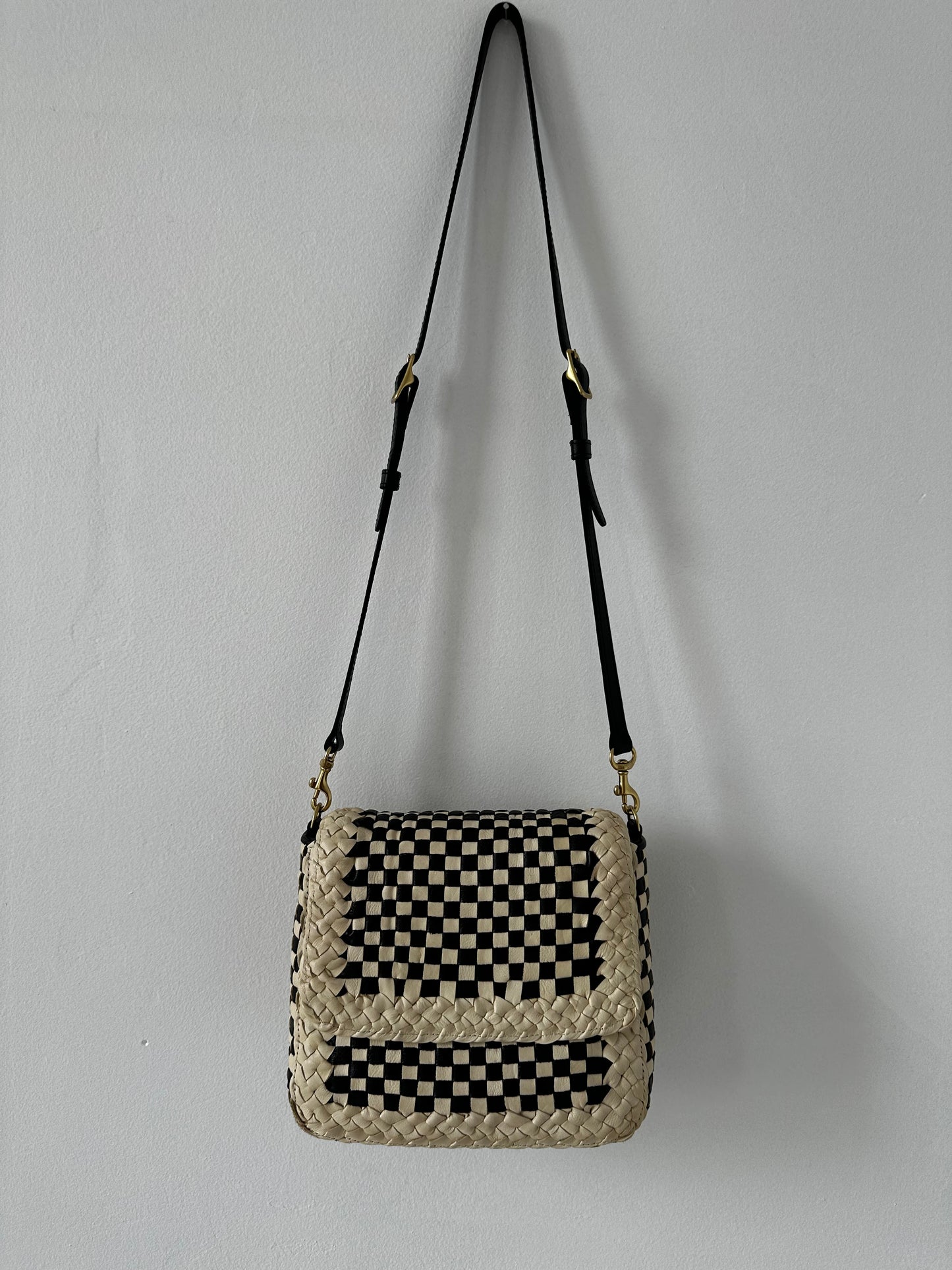 Clare V Louis cream/black woven checker