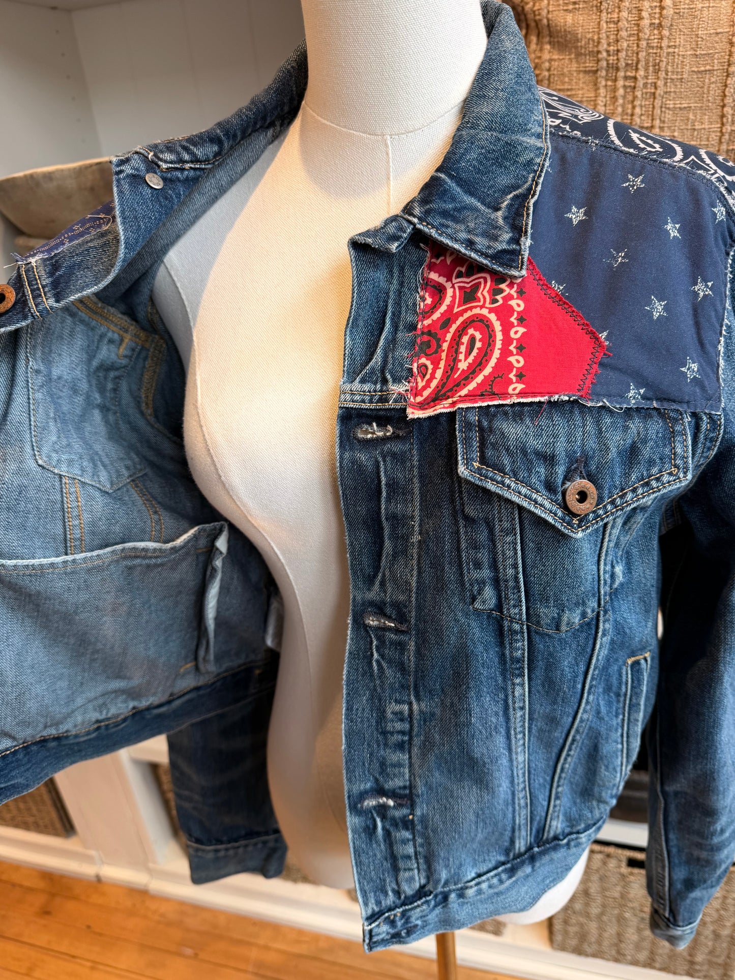 00s Polo Ralph Lauren denim jacket with bandana detail