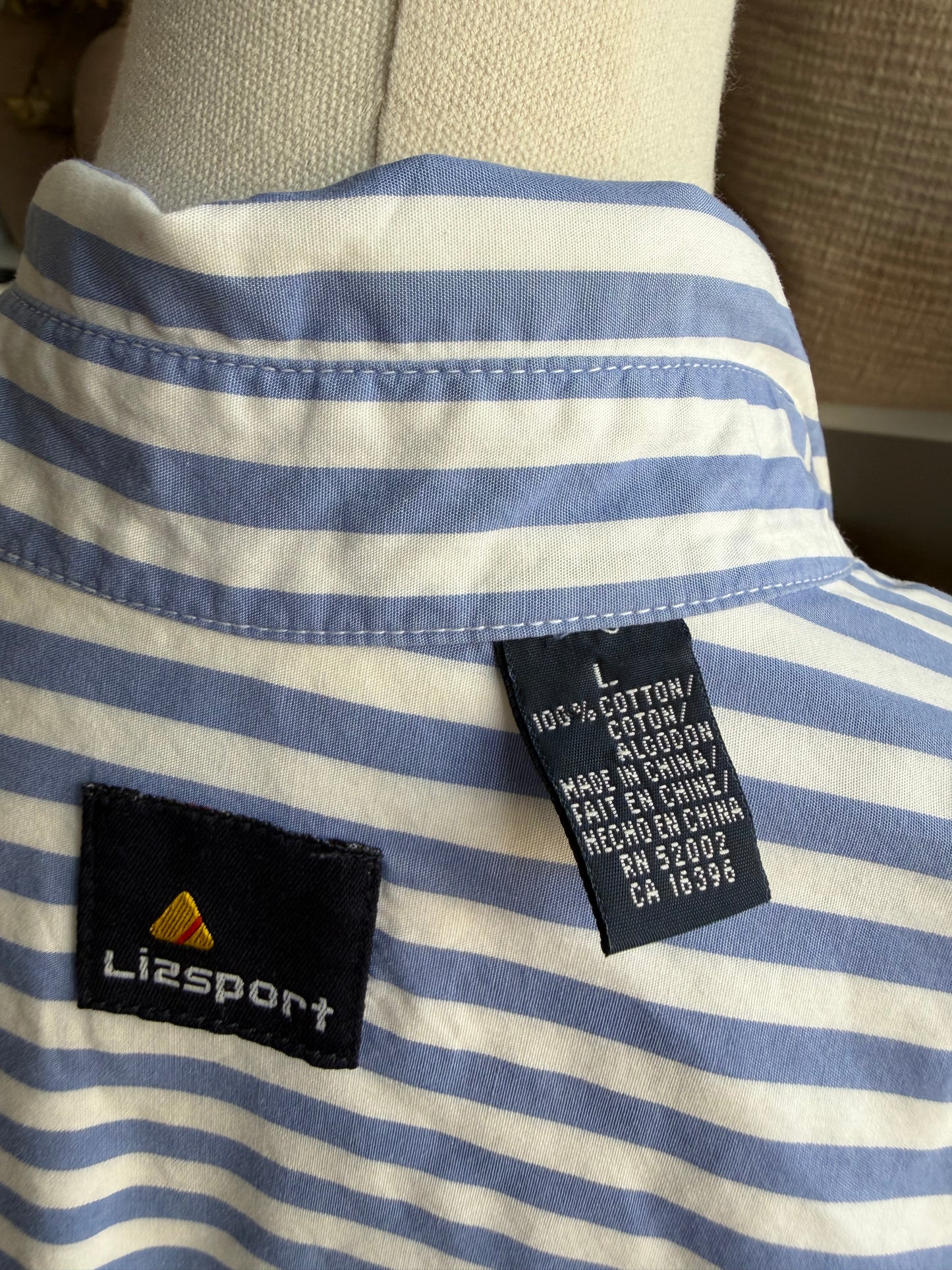 90s Lizsport striped poplin button down