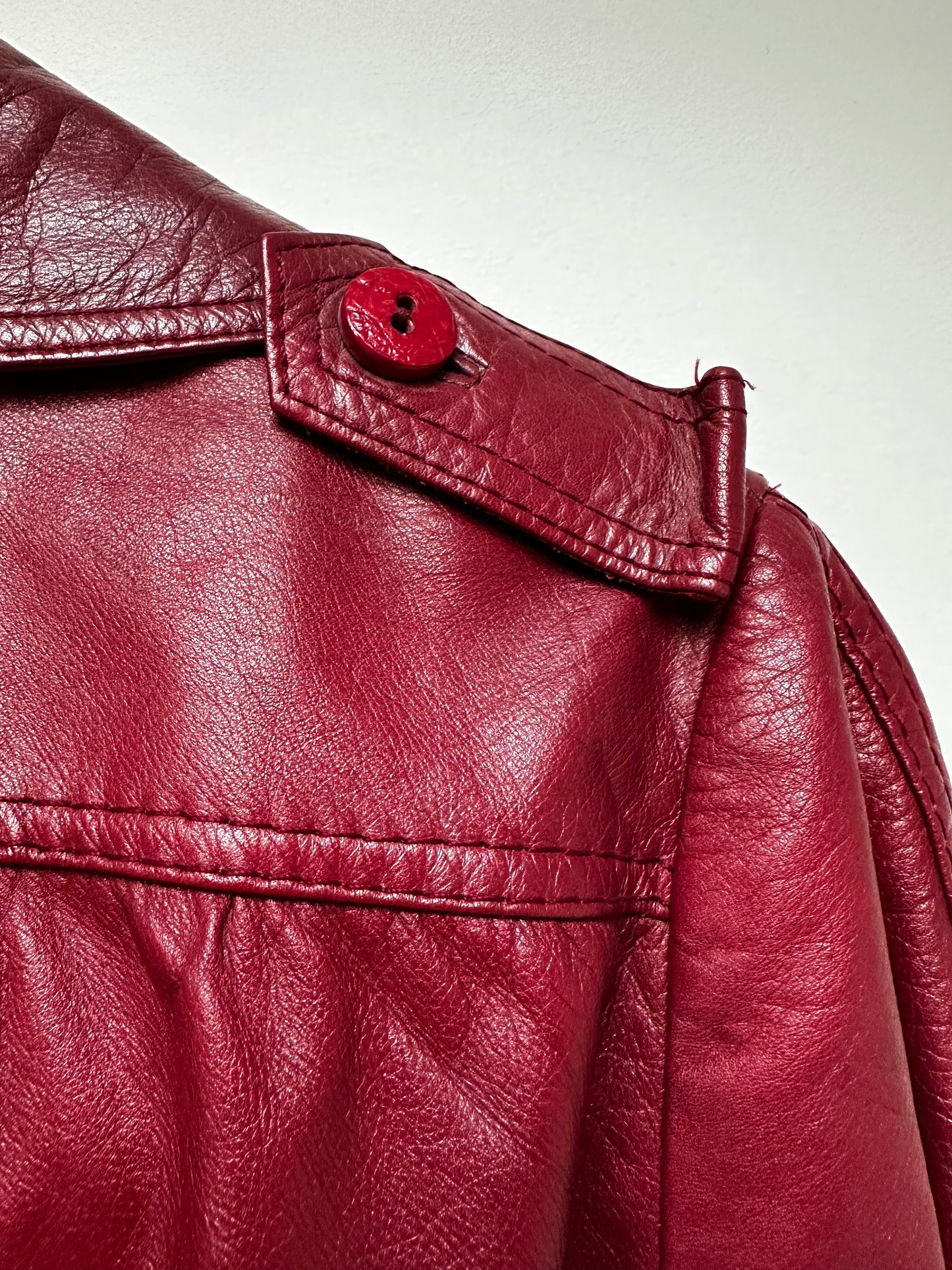 Vintage red leather trench