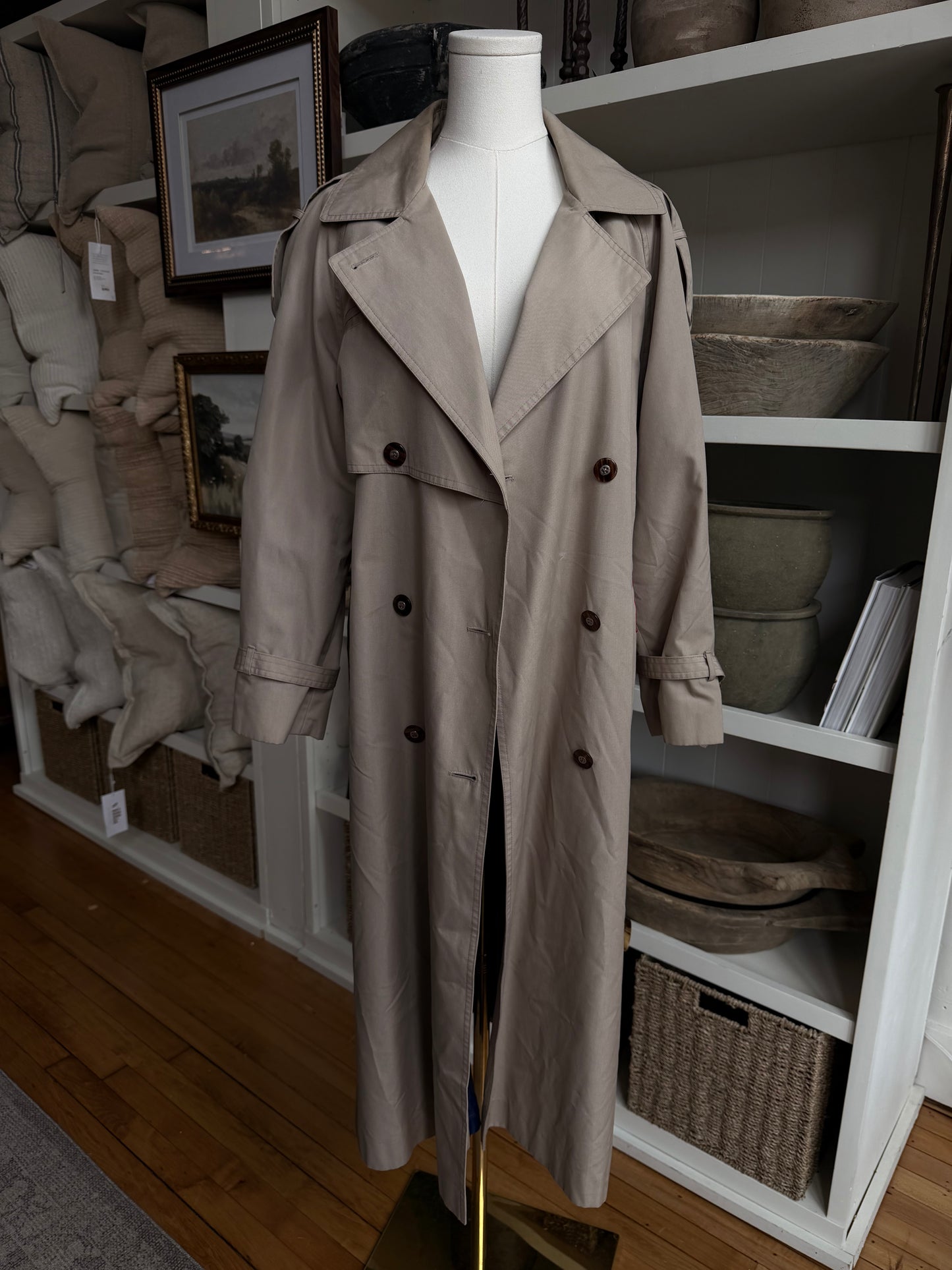 90s J.Galley khaki trench with navy details