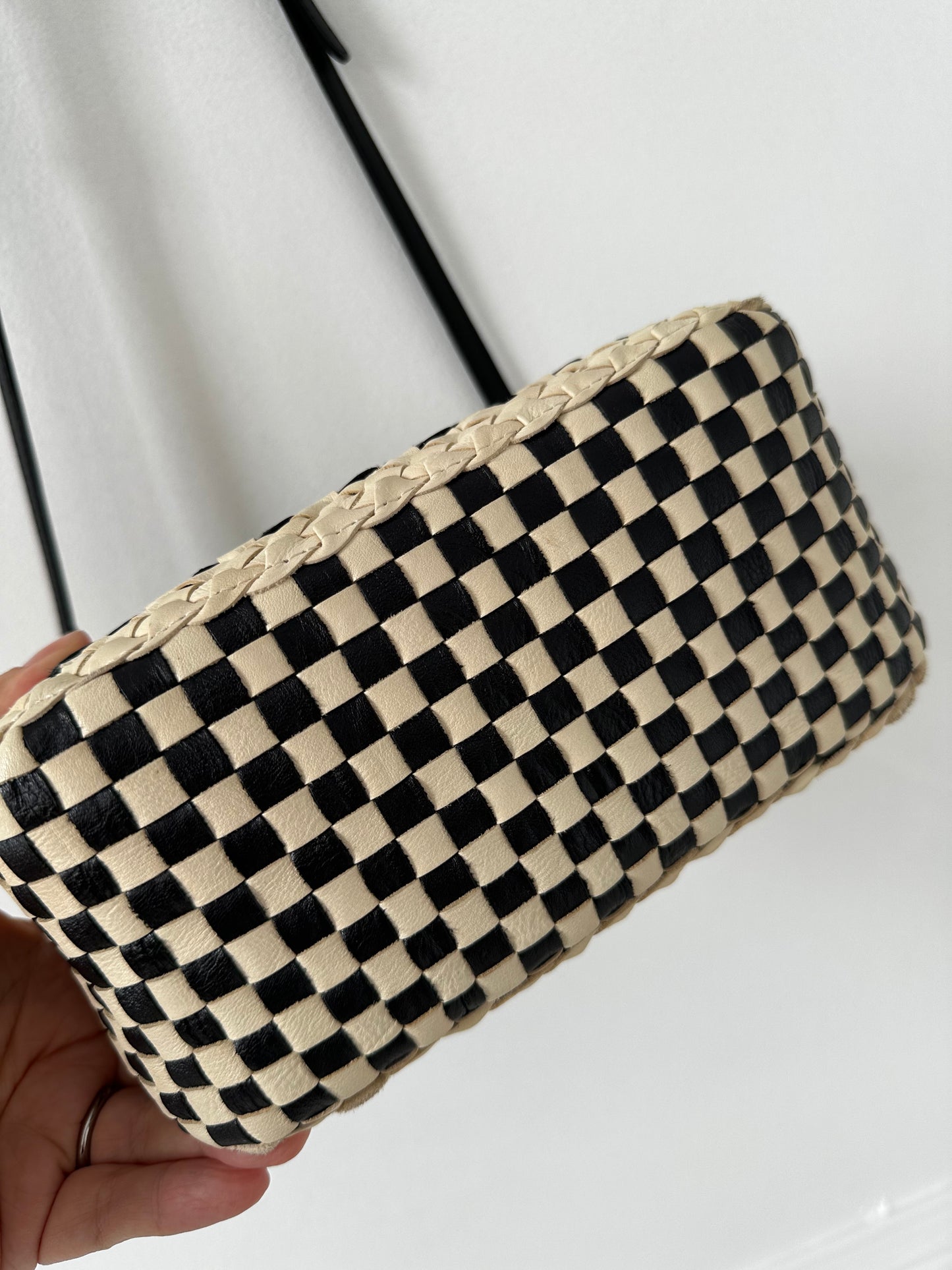Clare V Louis cream/black woven checker