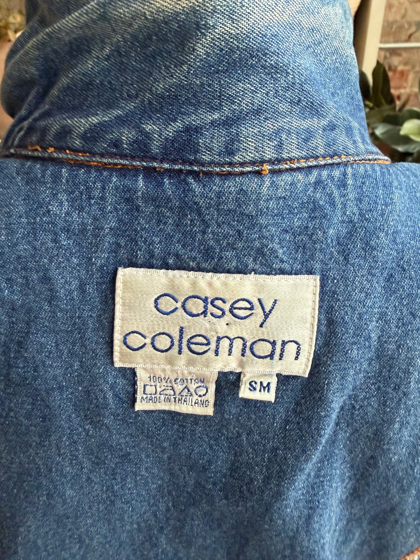 90s Casey Coleman denim chore coat with embroidered cats on pockets