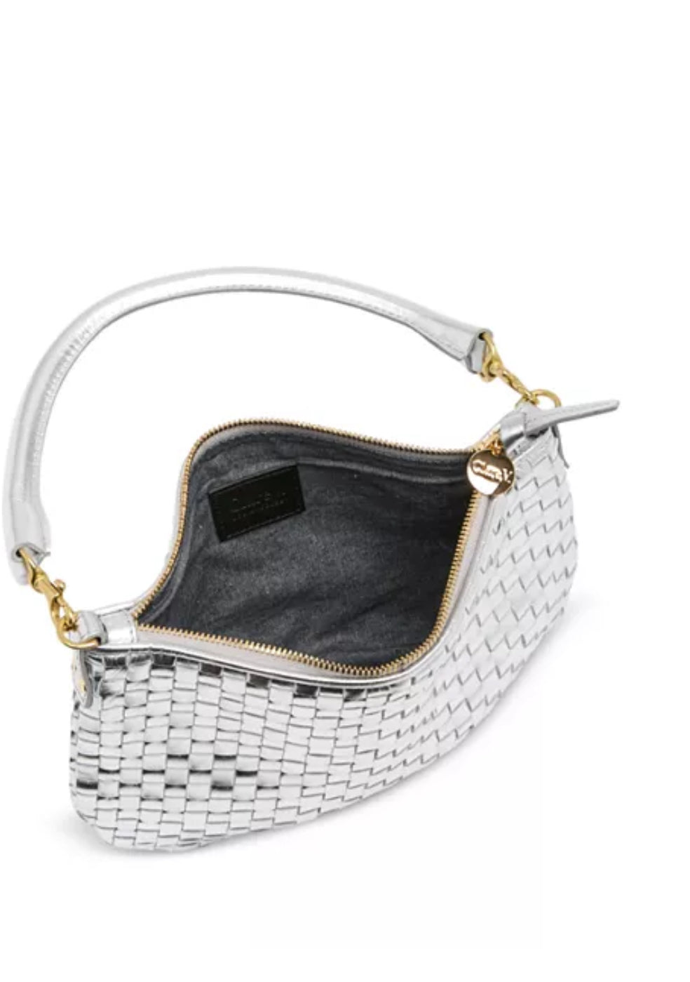 Clare V Petite Moyen in silver woven