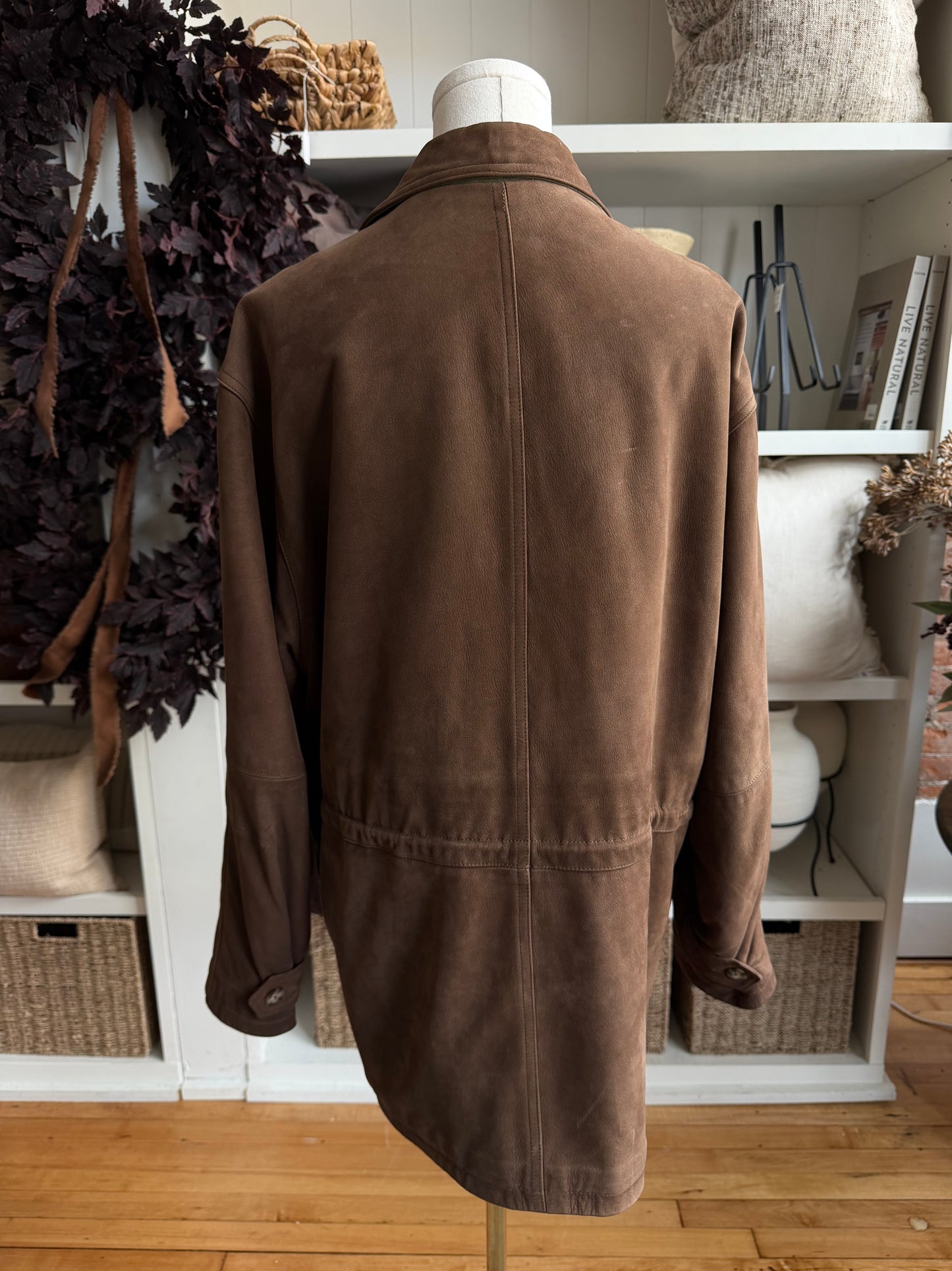 90s Land’s End leather barn coat. Fits S-L
