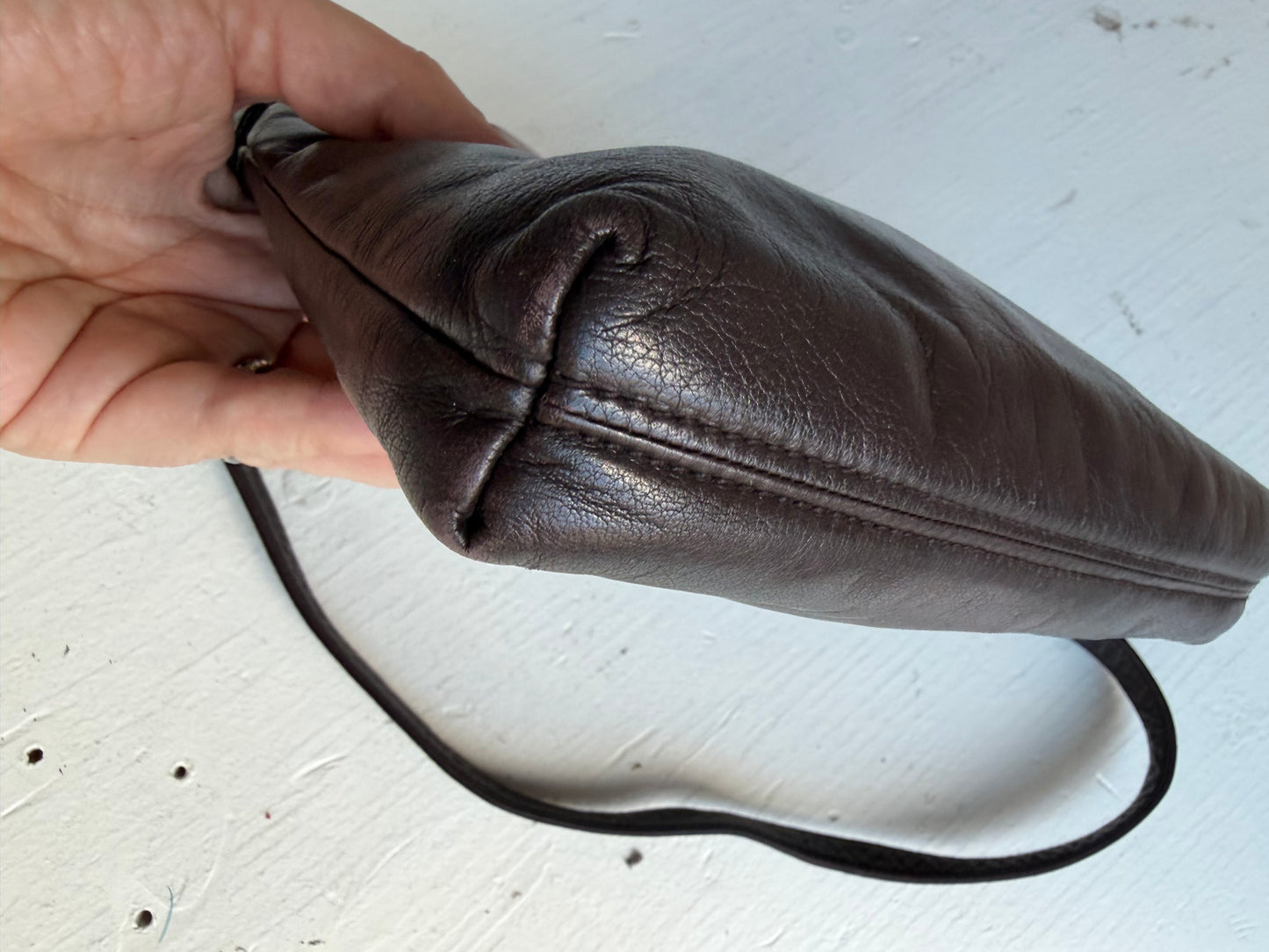 00s Ralph Lauren dark brown leather crossbody