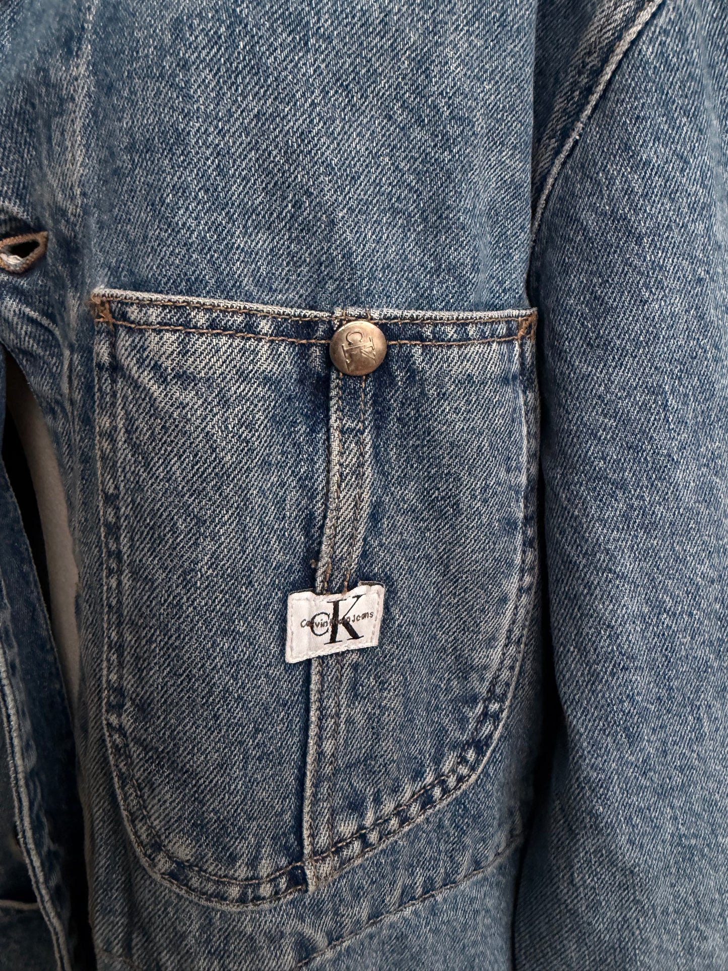 90s Calvin Klein denim chore coat. Made in the USA