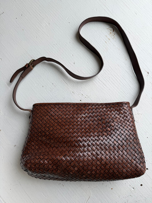 90s Talbots woven leather crossbody bag. Made in Italy