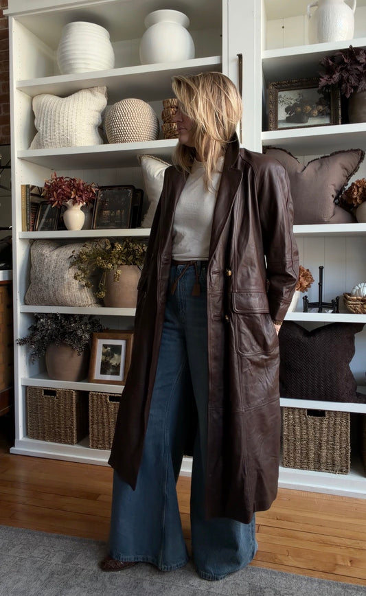 90s Together! Brien leather trench. Fits S-L petite