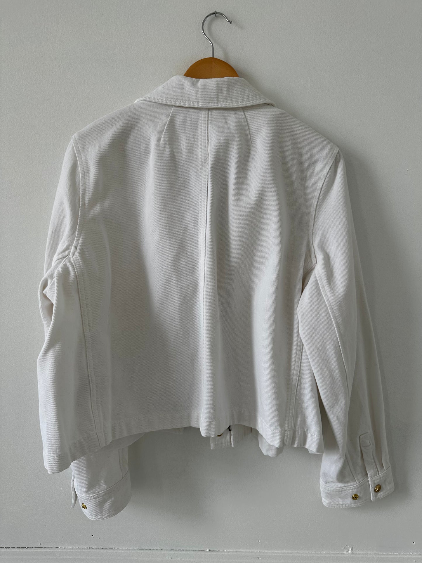 JCrew short white barn jacket in cotton twill