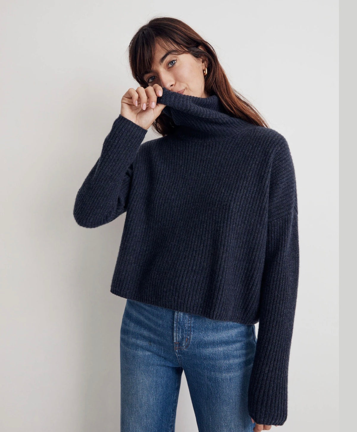 Madewell (Re)sourced cashmere turtleneck sweater in Heather Night. Size M