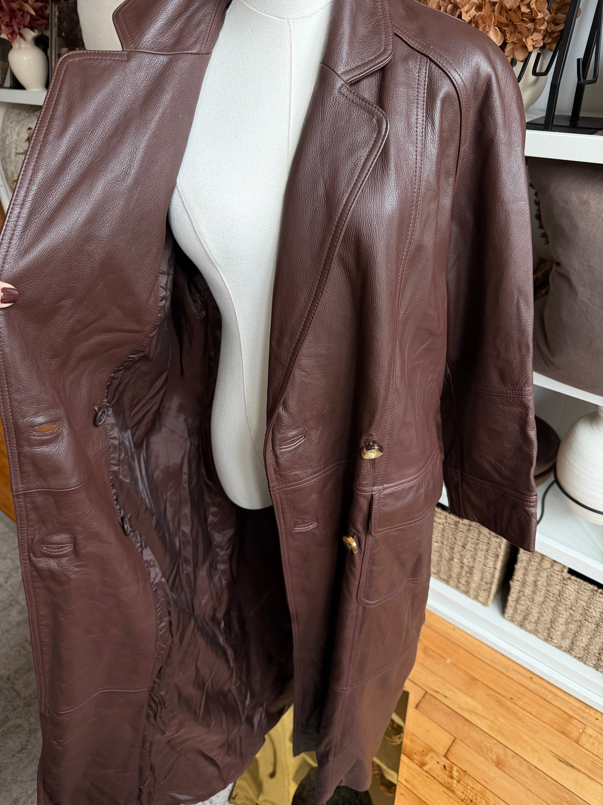 90s Together! Brien leather trench. Fits S-L petite