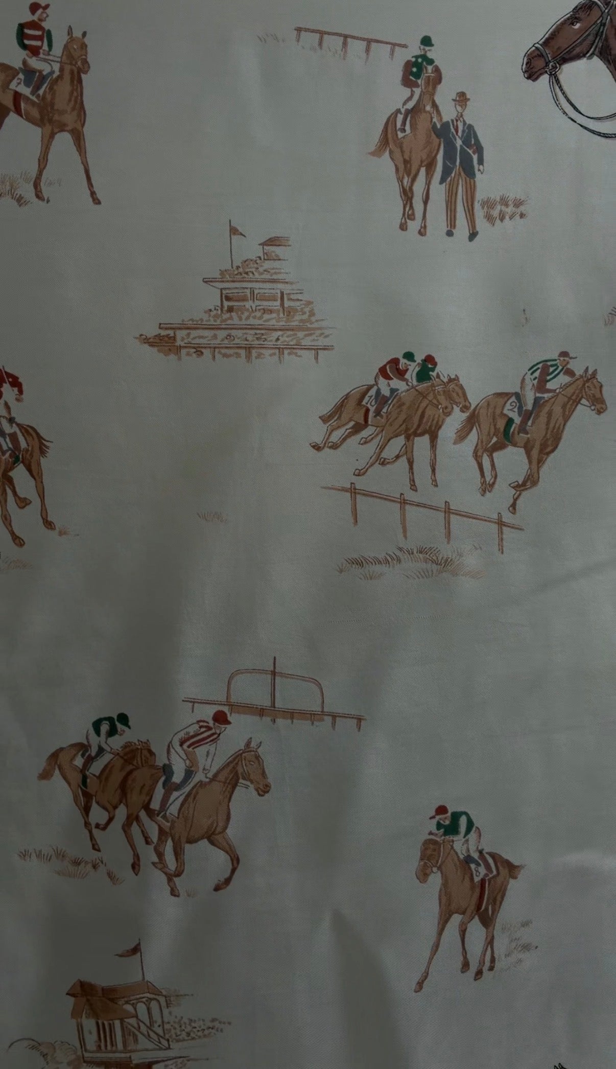 Vintage silk scarf with horse and jockeys