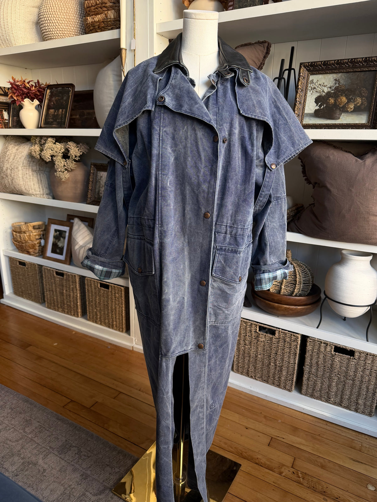 90s Outback Trading Co Oilskin Canvas Ranch duster with detachable cape