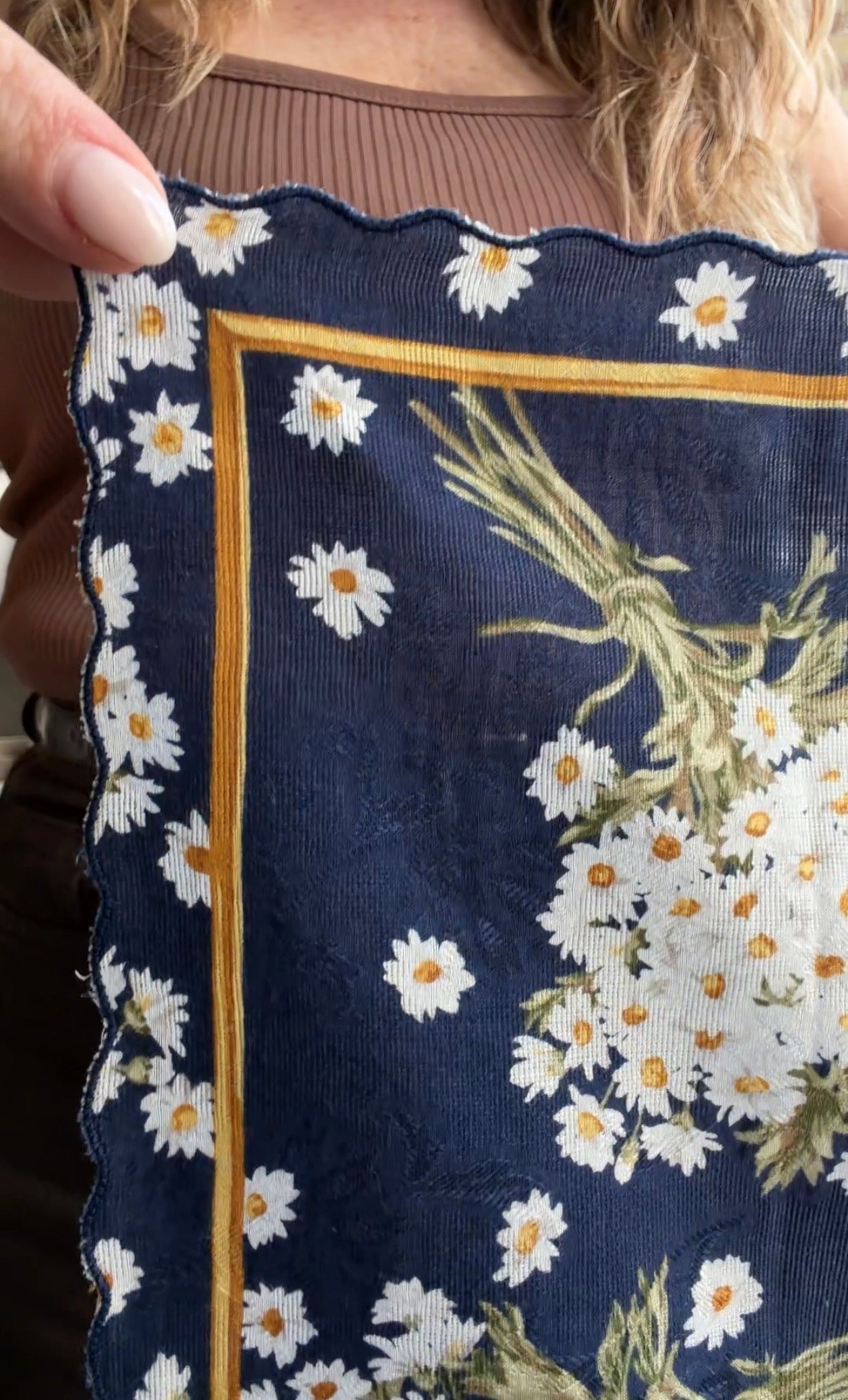 #6 Vintage Kenzo navy floral cotton scarf