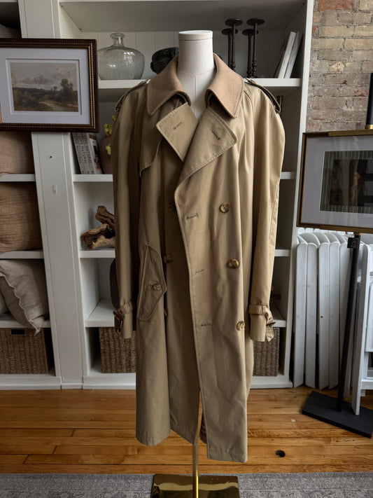 60s/70s Eagle Clothes plaid lined trench with removable wool collar