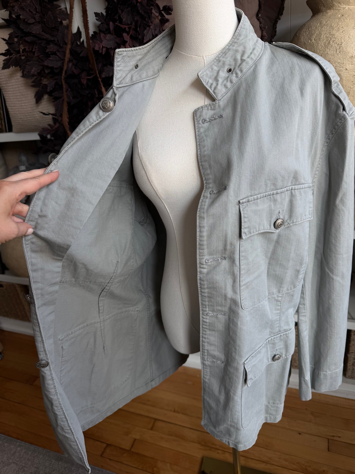 90s Polo Ralph Lauren green military jacket. Made in the USA. Fits M-XL