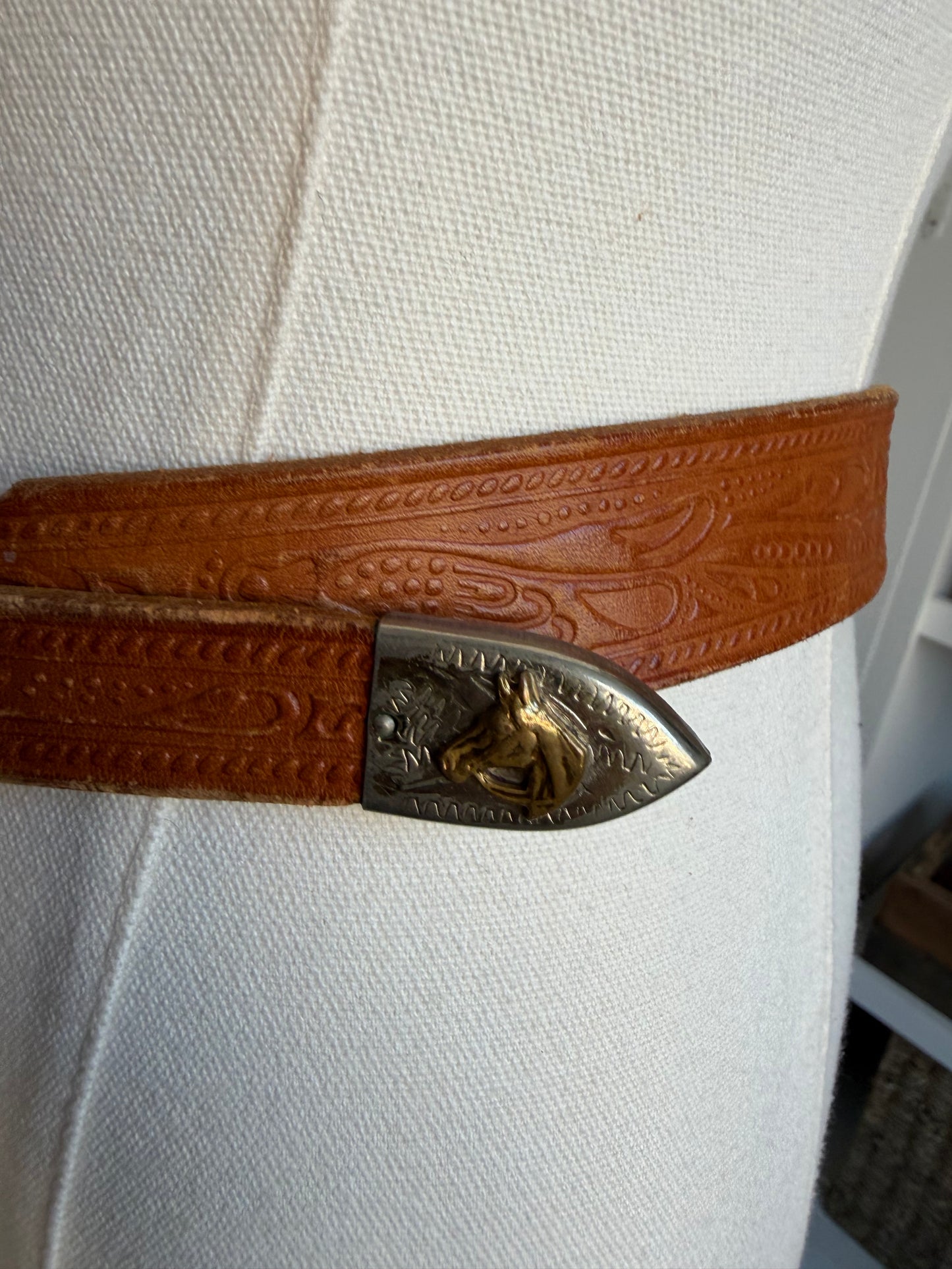 80s Ralph Lauren tooled leather western belt