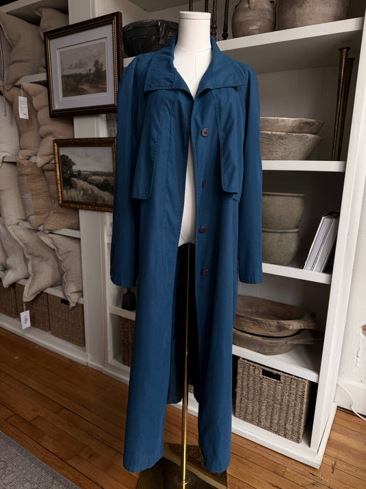 90s Gallery blue trench. Made in Hong Kong