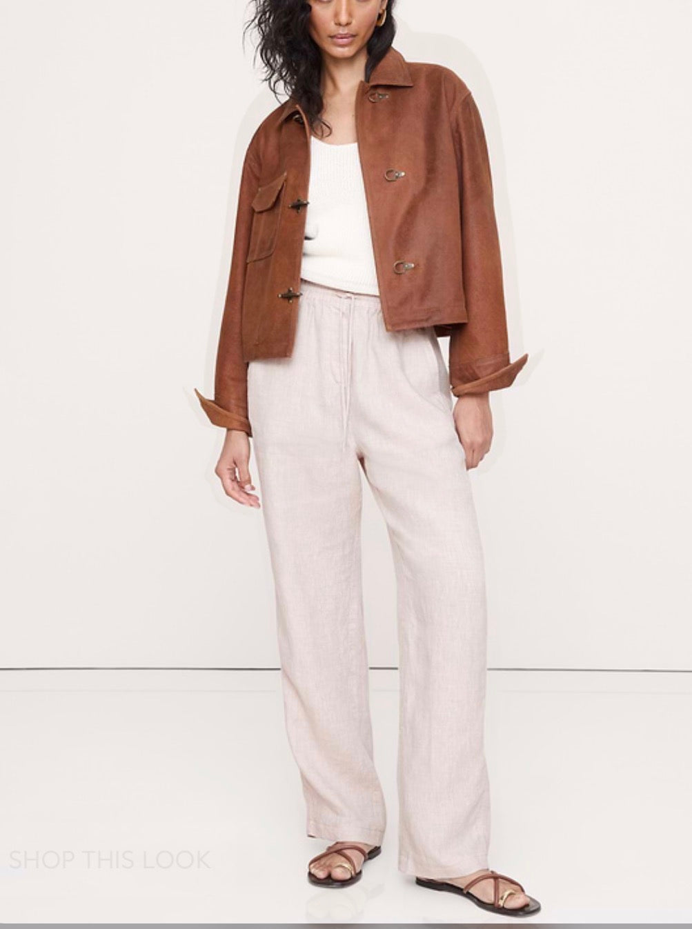 Banana Republic Getaway Straight leg pull on pant in linen natural. Size M Tall. NWT