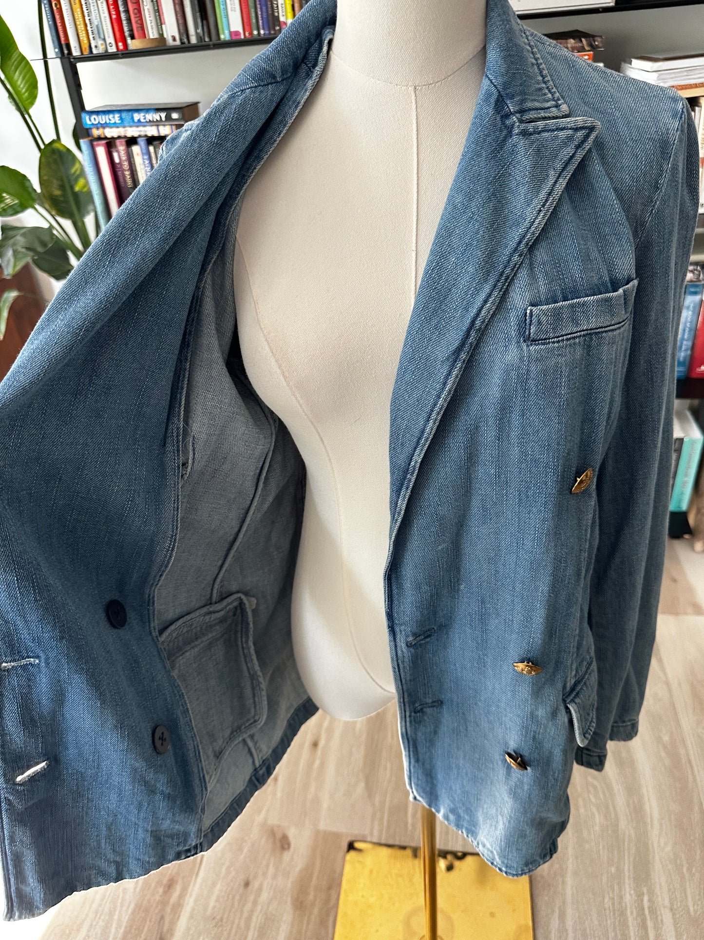 90s Lauren by Ralph Lauren denim double breasted blazer
