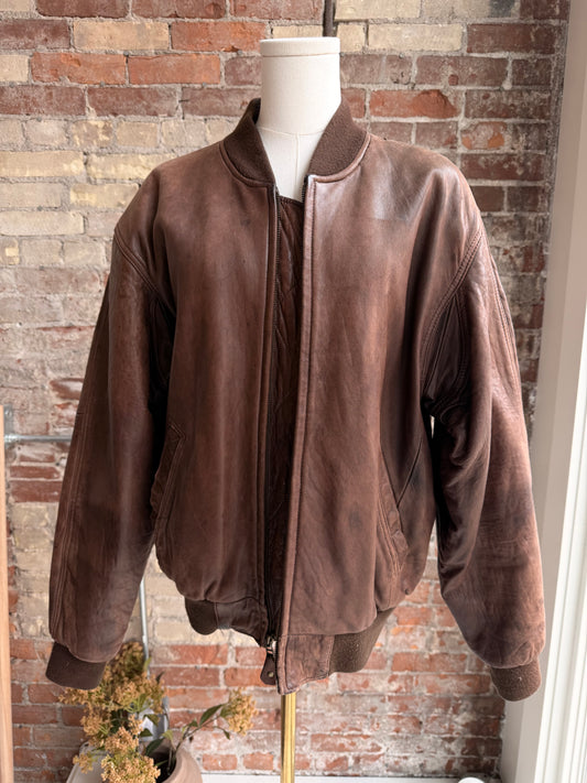 90s Club Room leather bomber