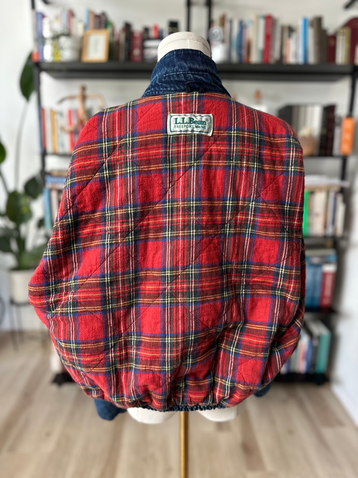 80s LL Bean denim flannel lined bomber. Made in the USA