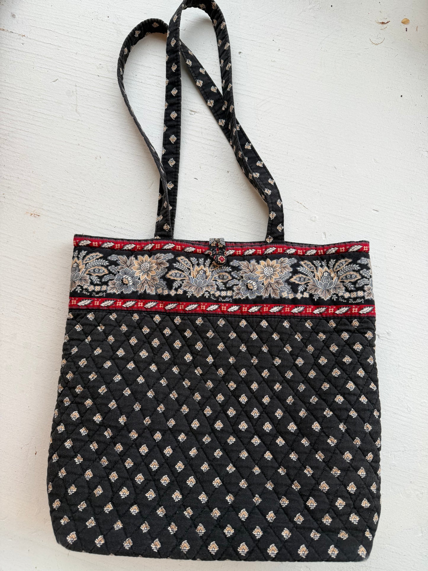 00s Vera Bradley Classic Black tote bag and matching zip top shoulder bag