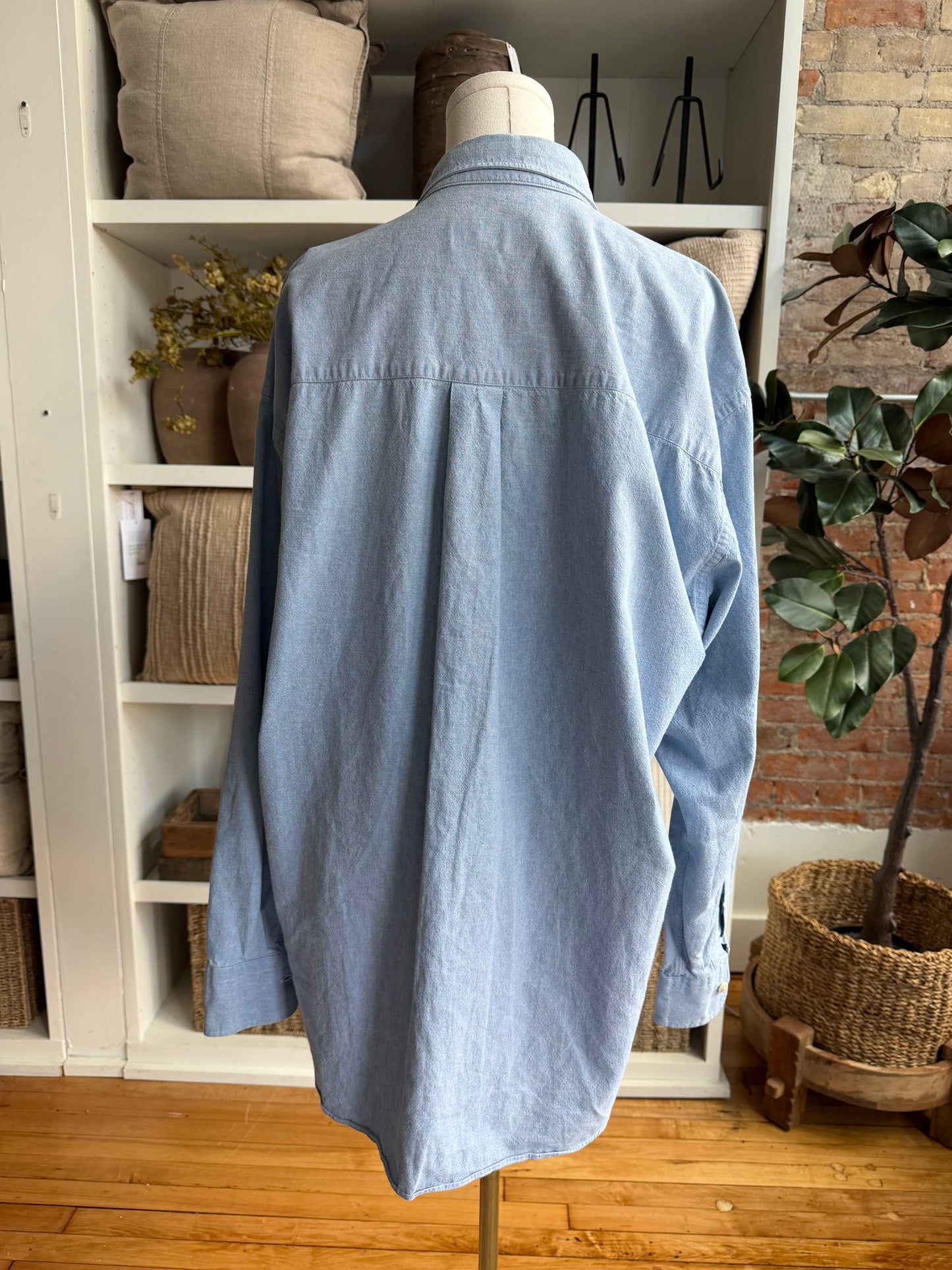 90s Chaps Ralph Lauren chambray button down. Made in the USA