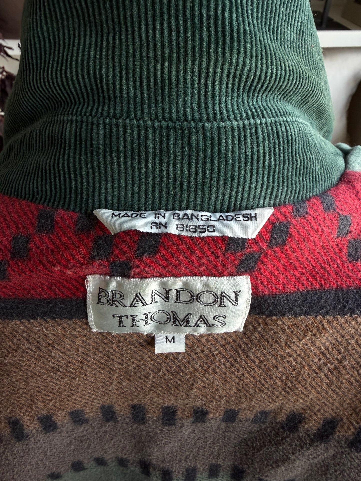 90s Brandon Thomas green fleece lined barn coat. Fits S-L