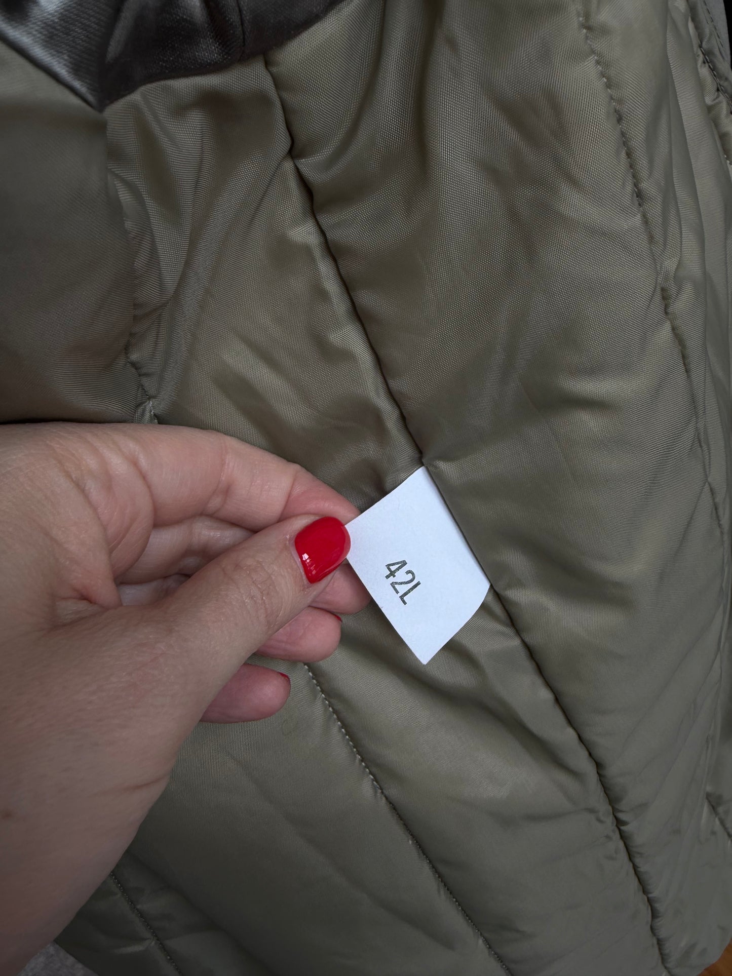 Light green military trench with zip out insulated lining