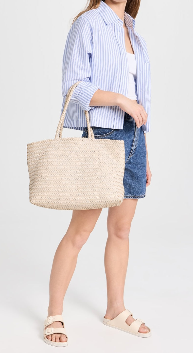 Madewell leather woven tote