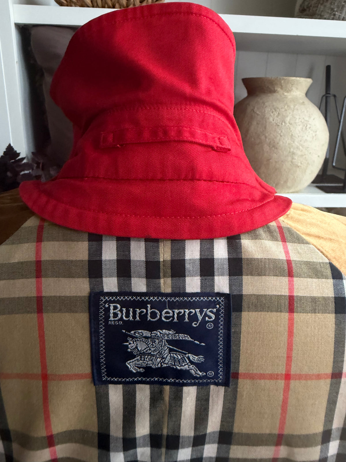 Vintage Red Burberry trench. Fits S-L