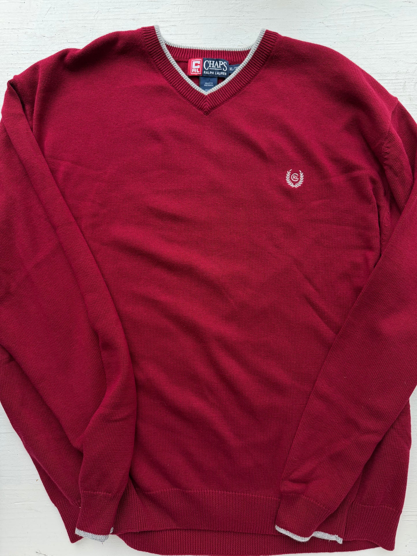 90s Chaps Ralph Lauren maroon cotton sweater