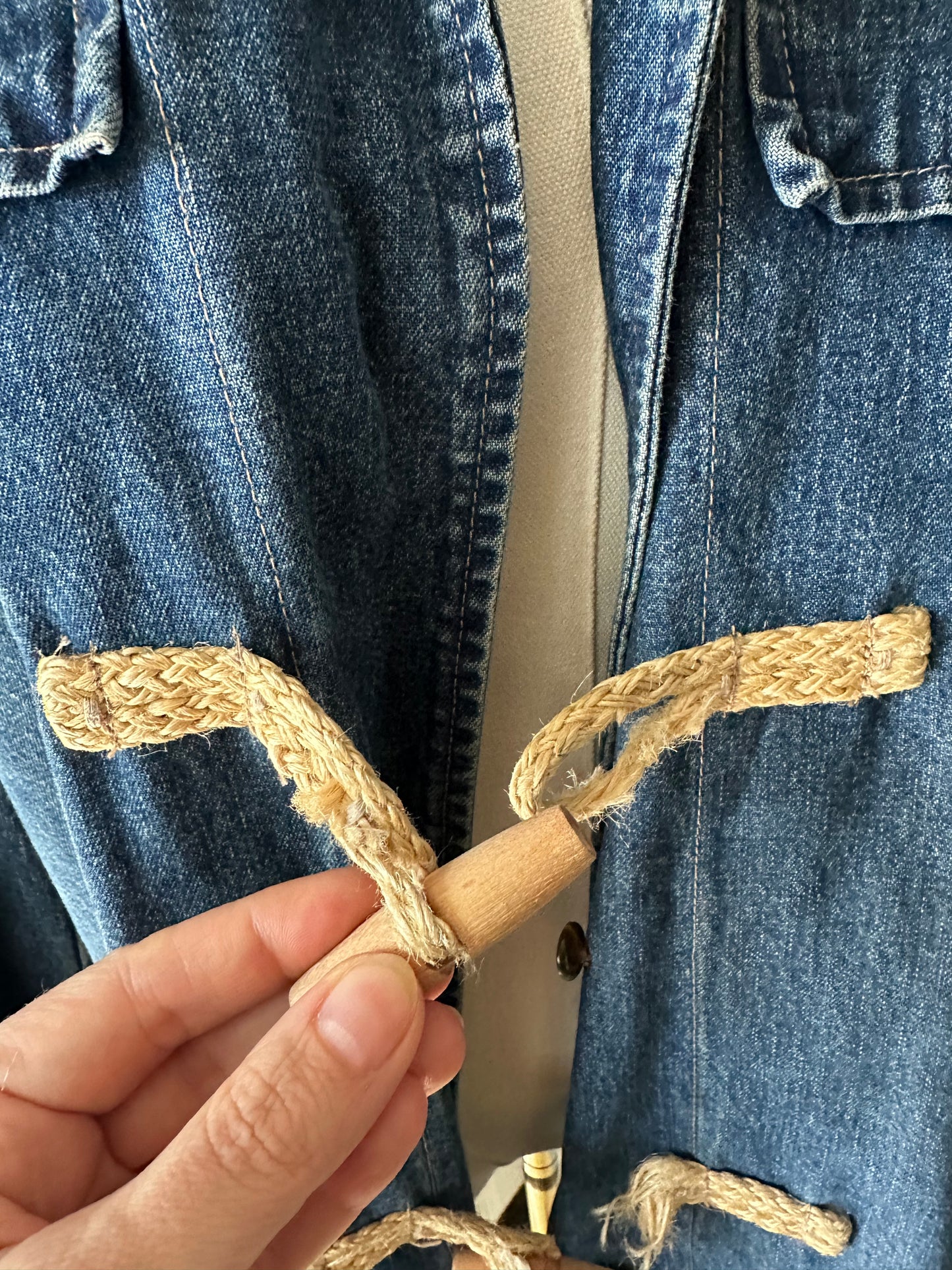 90s Lauren by Ralph Lauren denim toggle coat with hood