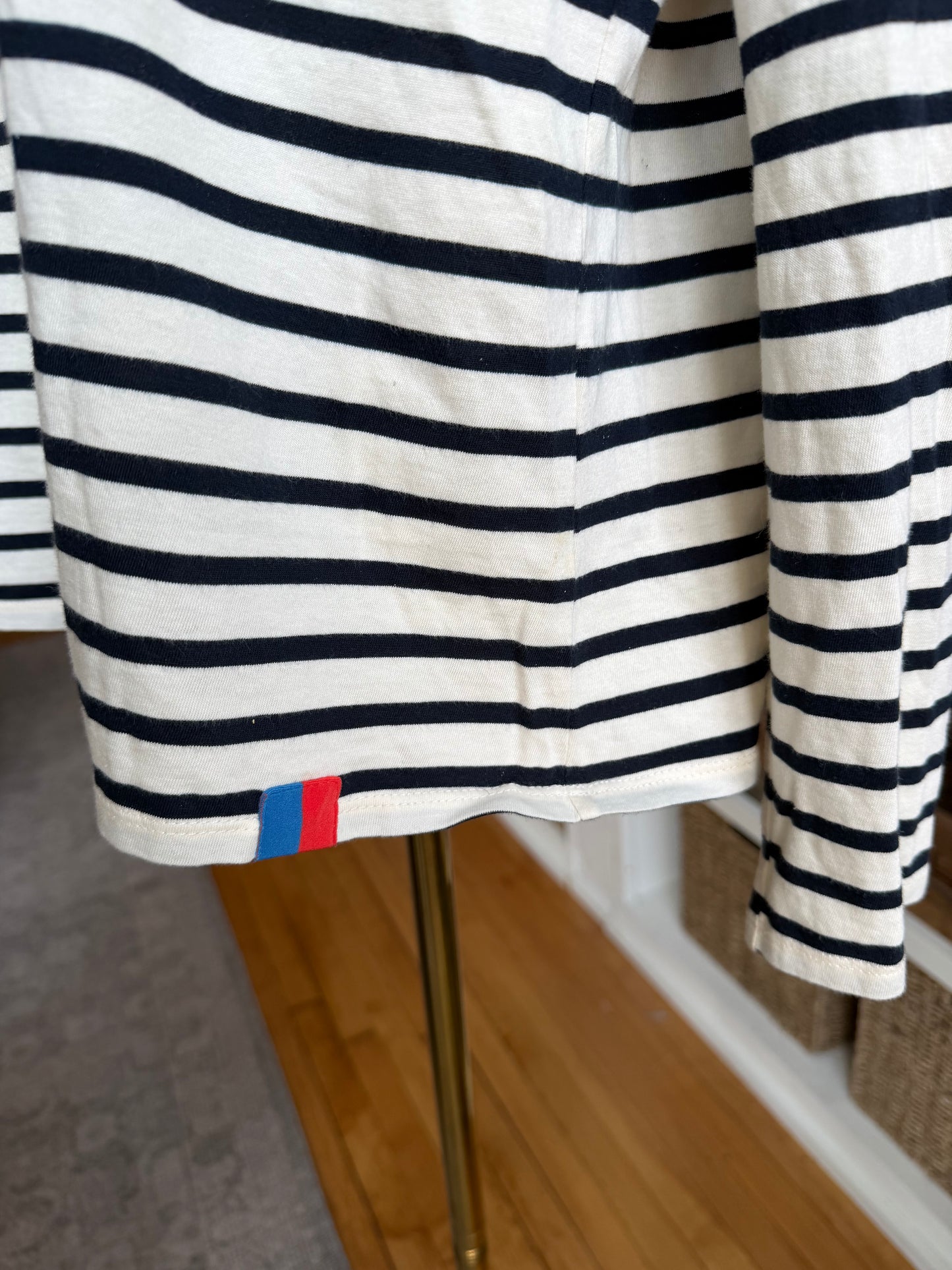 Kule Boyfriend top in cream and navy stripe. Size Large (runs small). Never worn