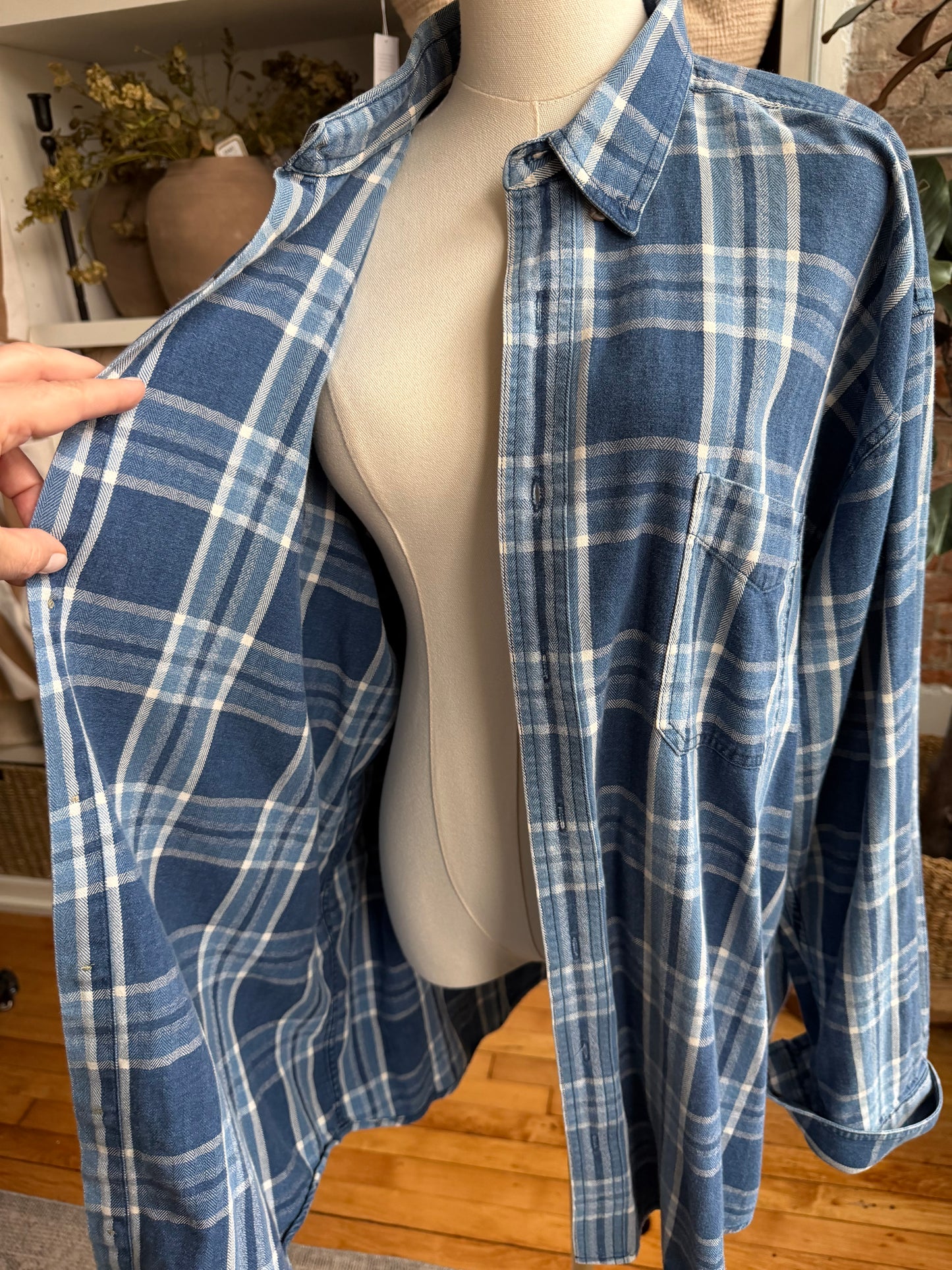 90s Croft and Barrow denim plaid button down
