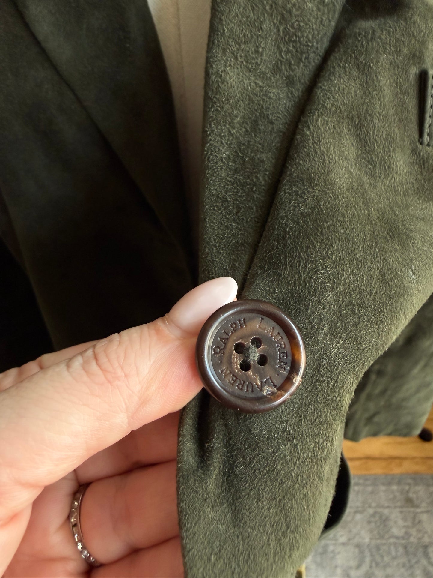 90s Lauren by Ralph Laure green suede chore coat