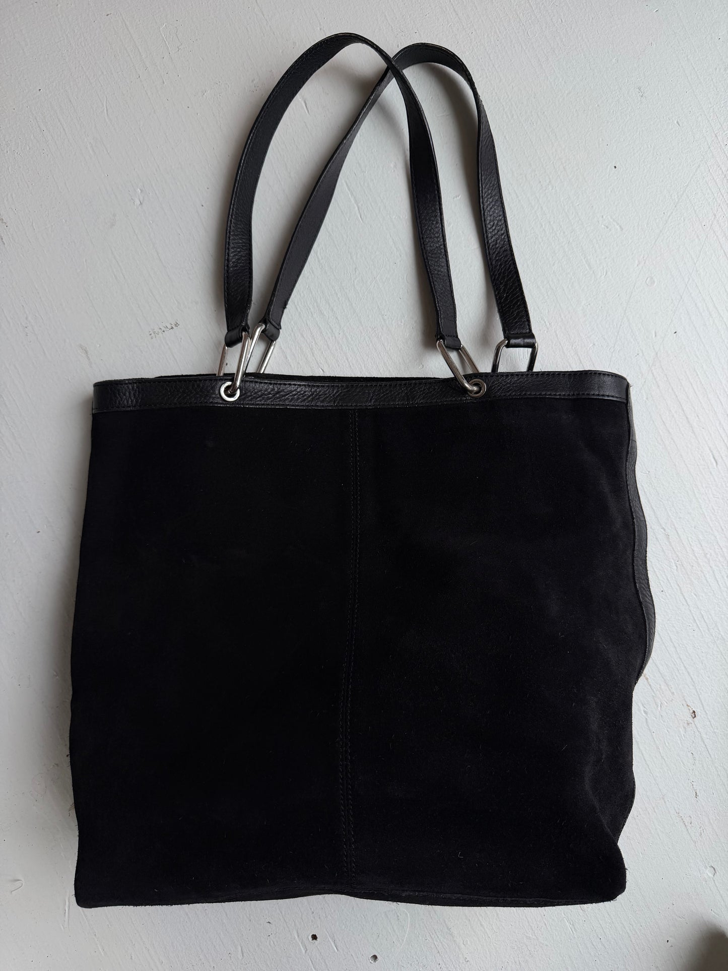 00s Banana Republic black suede tote bag