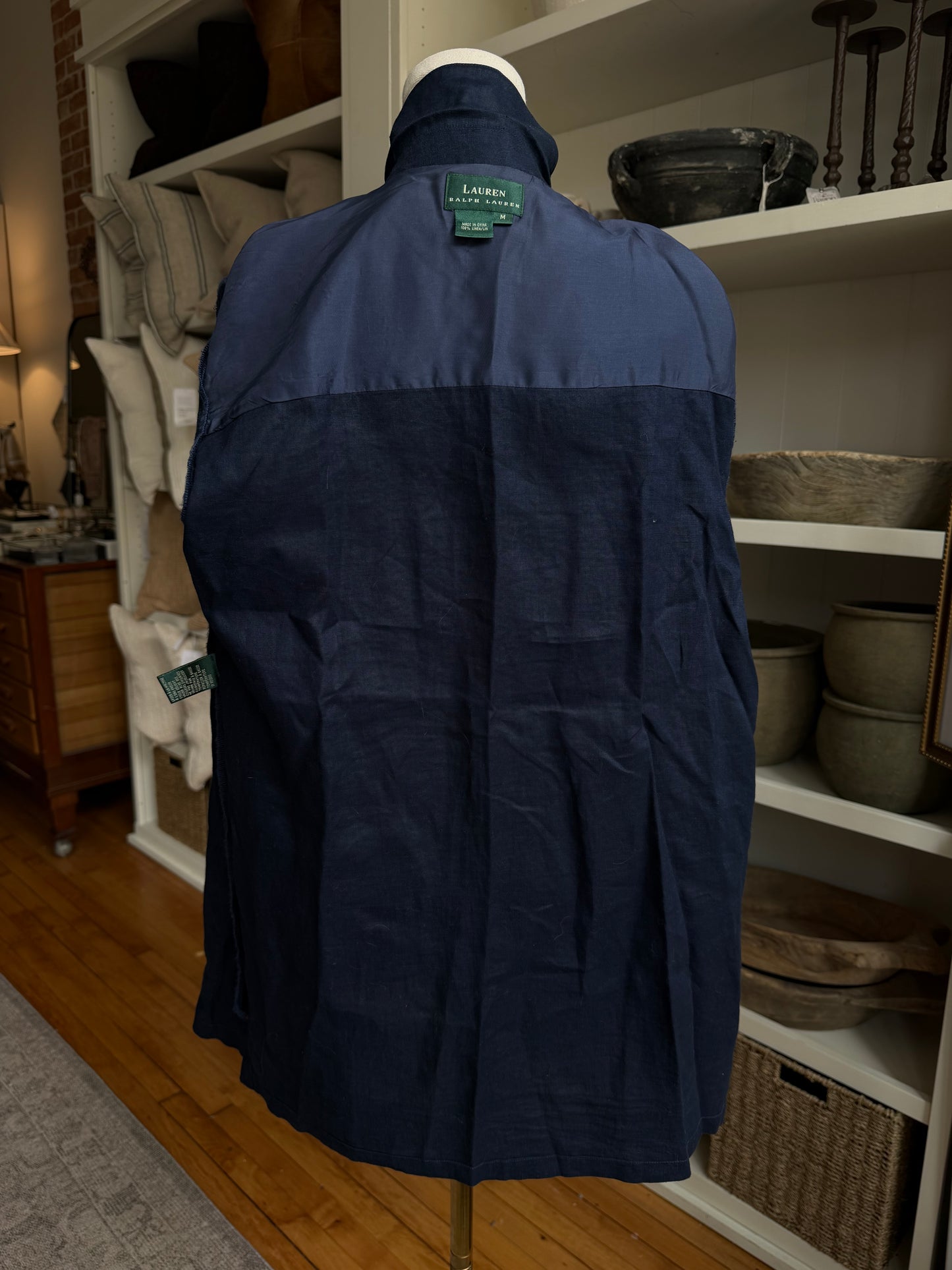 90s Lauren Ralph Lauren navy linen chore coat