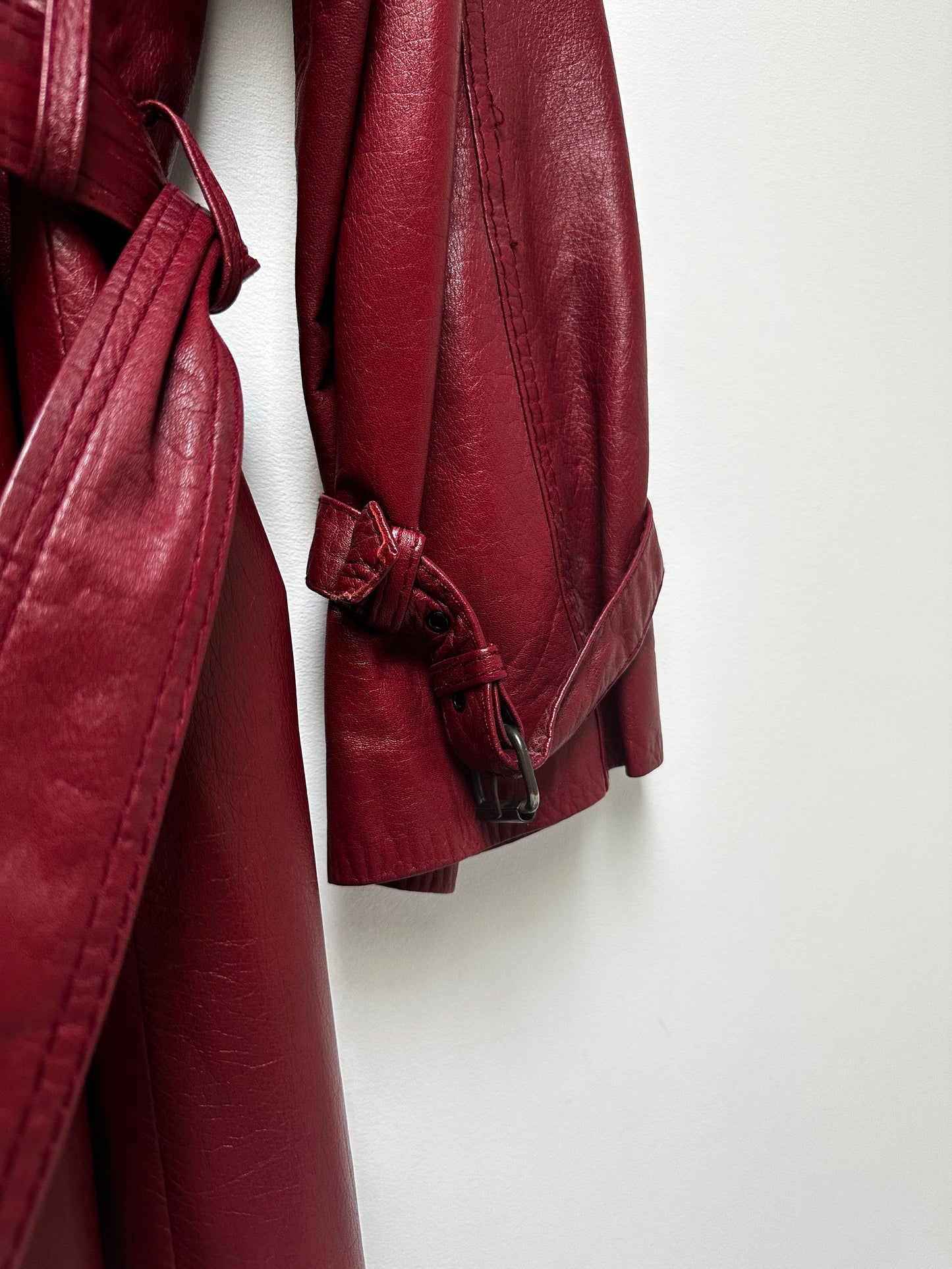 Vintage red leather trench