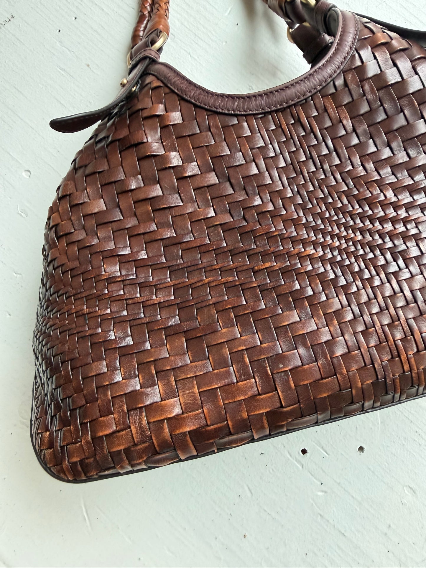 90s Cole Haan woven leather shoulder bag