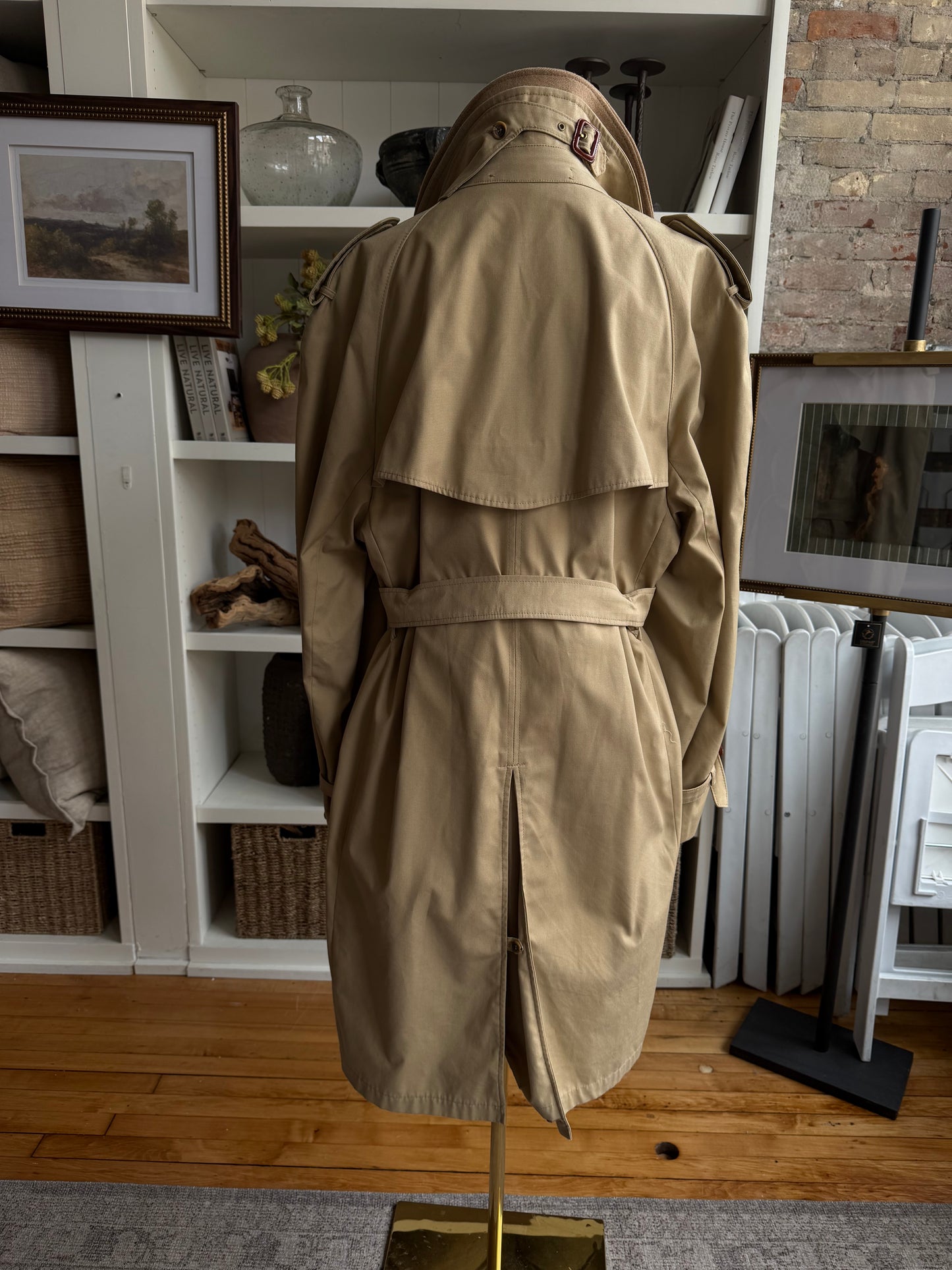 60s/70s Eagle Clothes plaid lined trench with removable wool collar