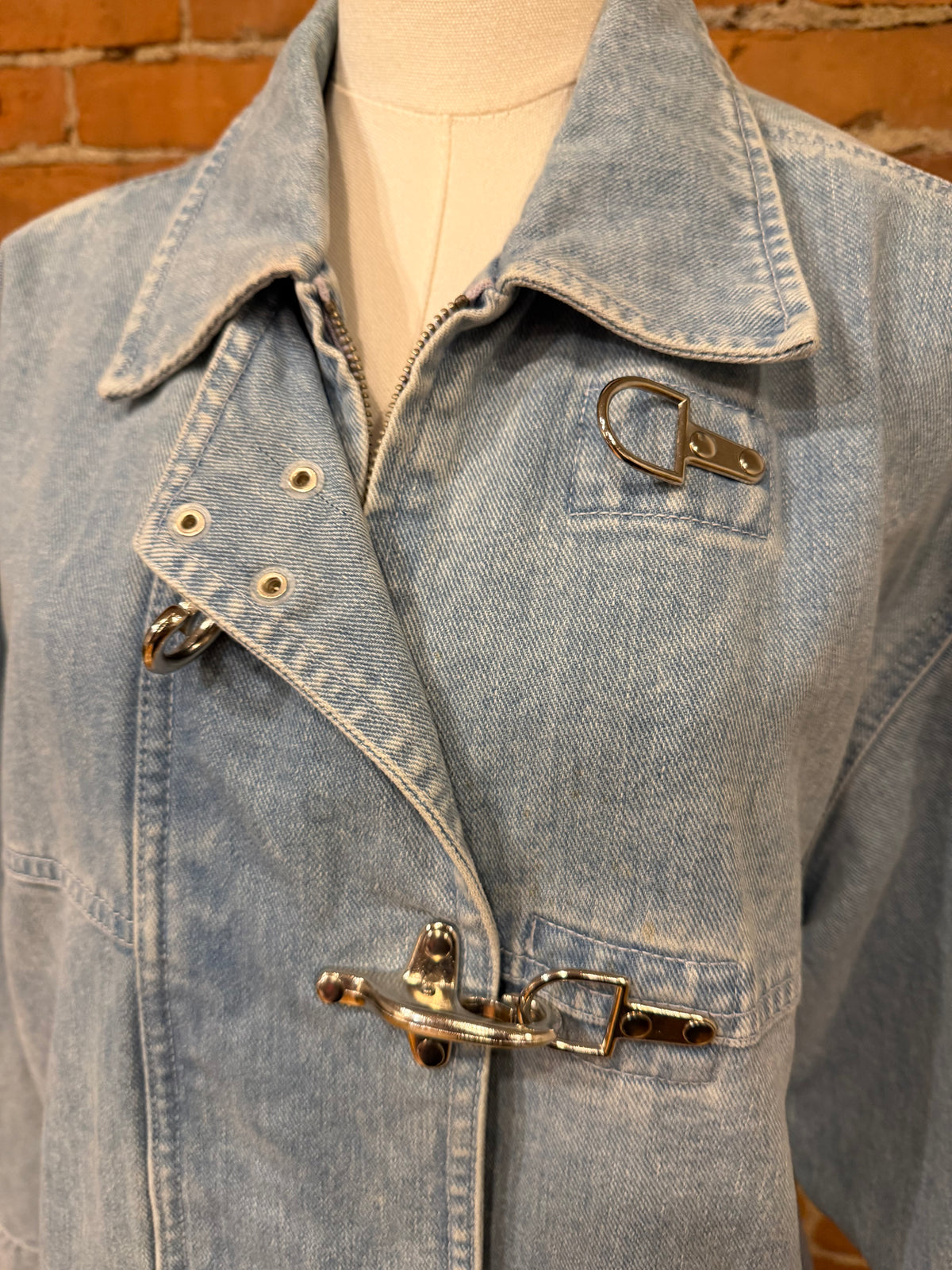 90s Lauren Ralph Lauren denim fireman clasp chore coat. Fits M-L