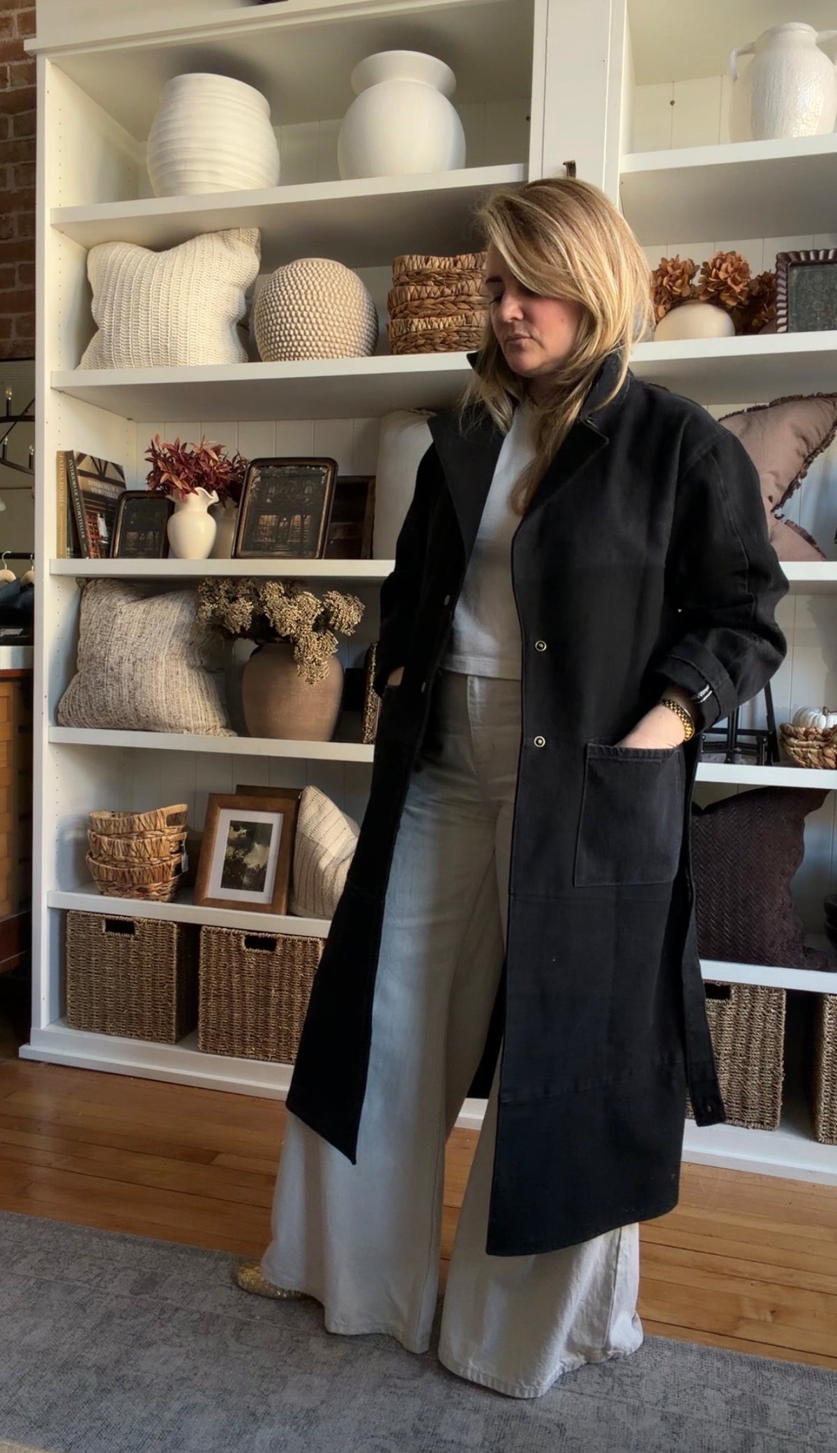 #8 Reworked black denim trench. Size S